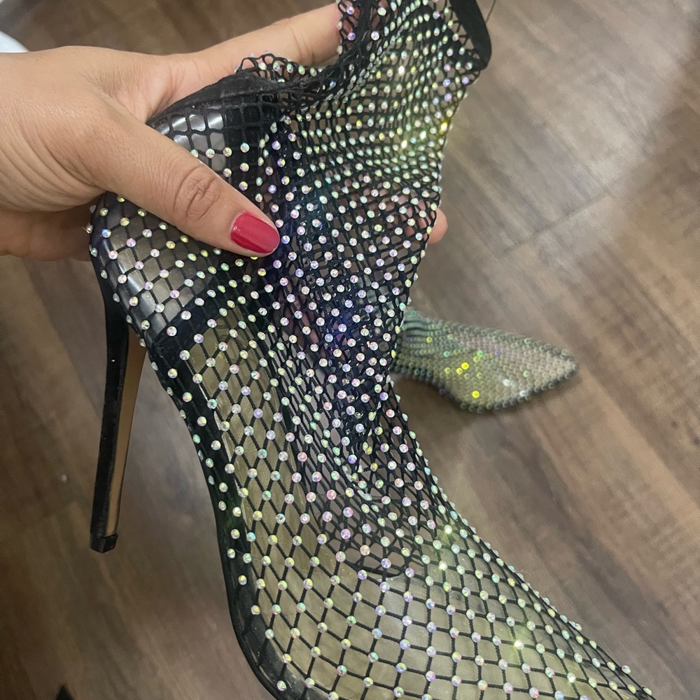 Rhinestone heel boots, size says 6 UK which is equivalent to US 8